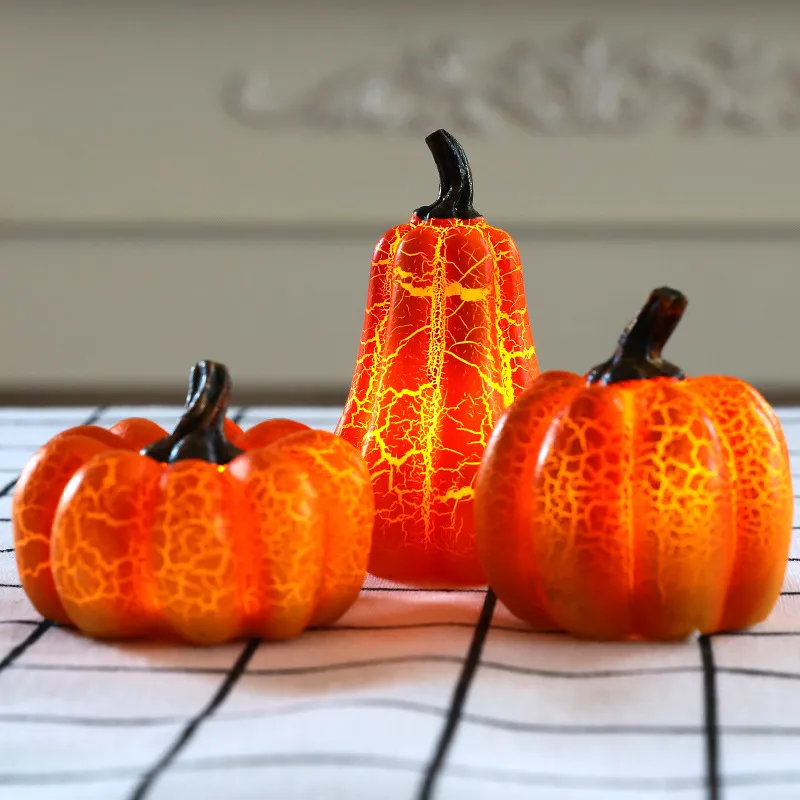 New Halloween Pumpkin Lantern Simulation Pumpkin LED Candle Lamp Resin Luminous Pumpkin – image 4