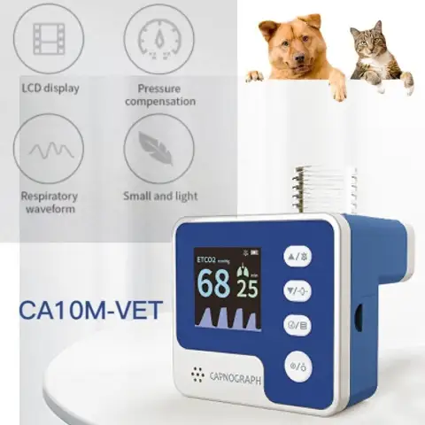 Veterinary Mainstream CO2 Capnograph Vet Respiration End-tidal ETCO2 Monitor