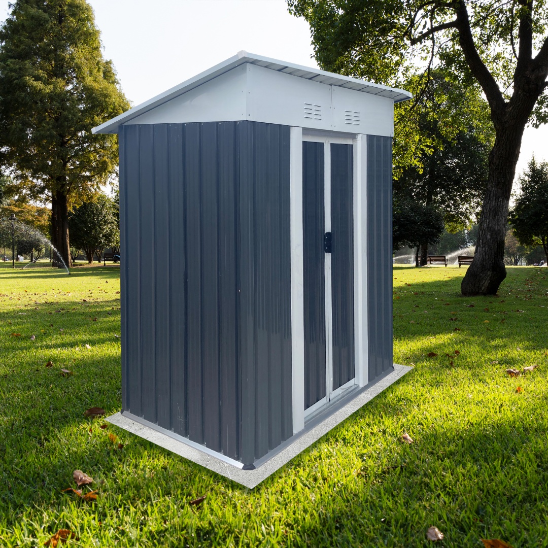 5x3 Ft Grey Sliding Door Garden Shed For Outdoors Storage Roof Design