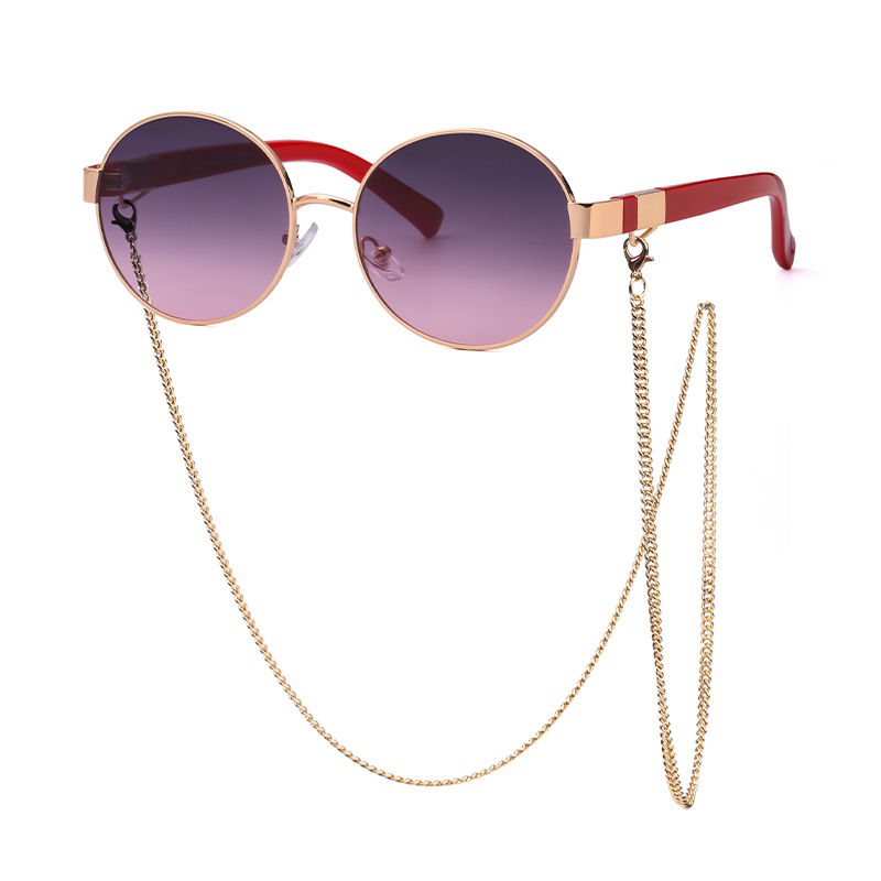 Title 3, Small Round Frame Sunglasses With Chain