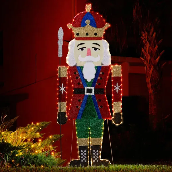 Lighted Nutcracker Christmas Yard Decorations, Pre lit 2D Nutcracker Soldier With 162 LED Warm White Lights And Stakes For Xmas Outdoor Holiday Ind... Default Title - Shop at LoveMi