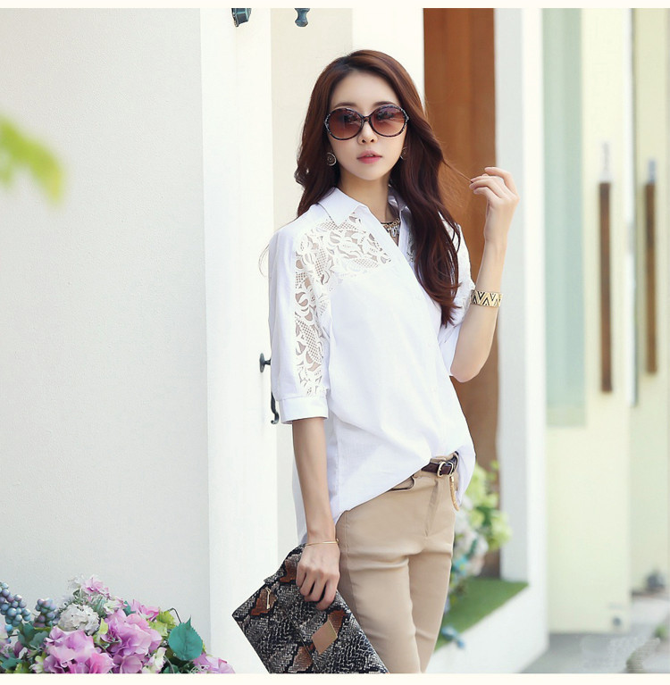 Loose Five-point Mid-sleeve Short-sleeved Shirt