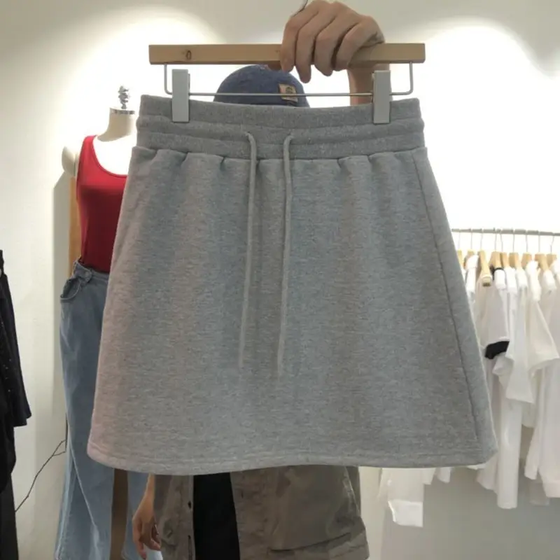 Women's Drawstring Elastic Waist A-line Short Skirt