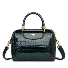Women's Patent Leather Shiny Crossbody Shoulder Bag - Green - View 1