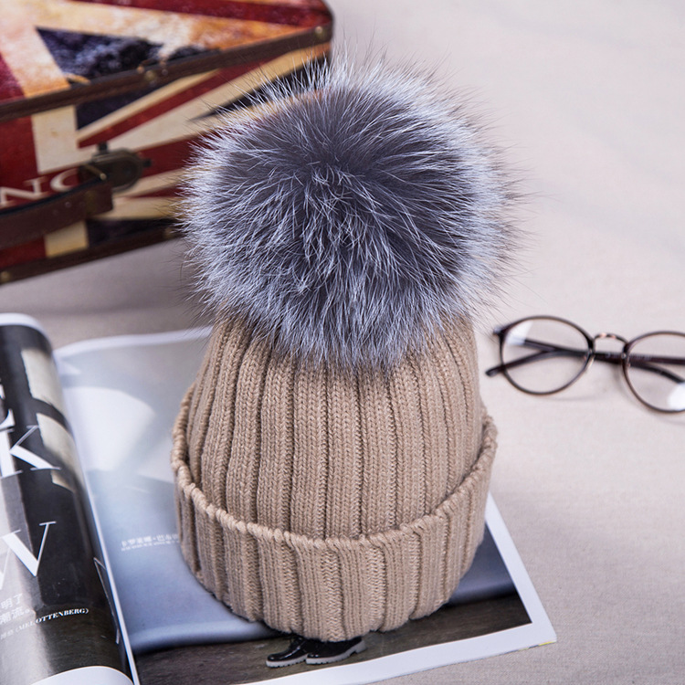 Title 8, Big fox fur ball wool hat