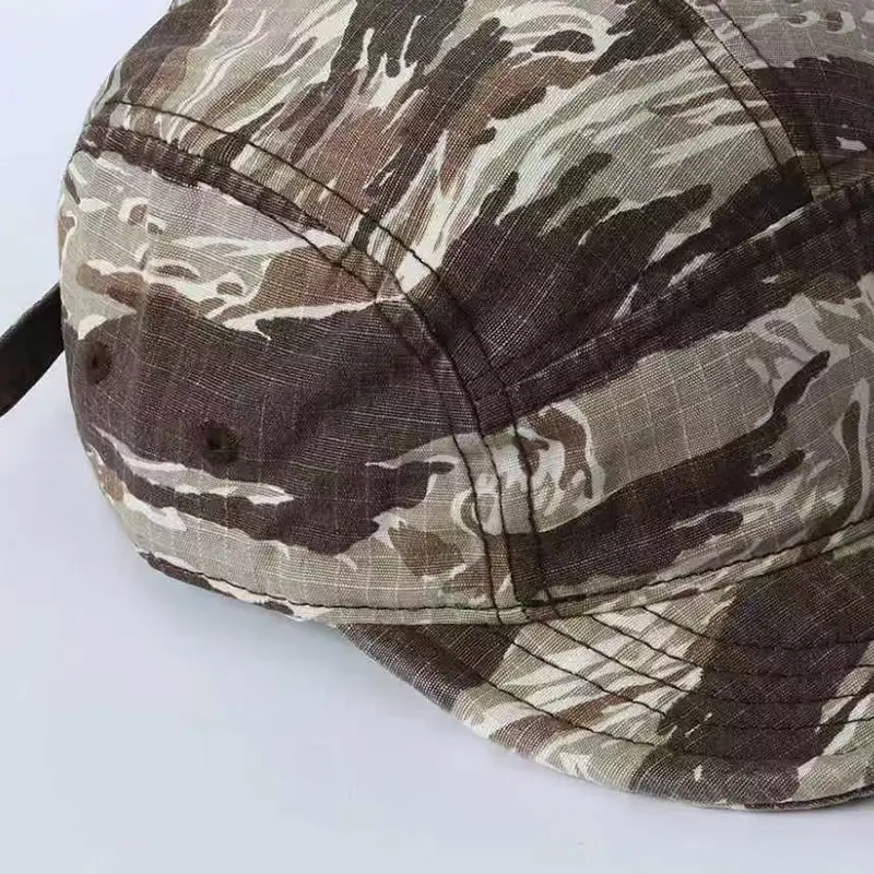 Retro Workwear-style Camouflage Short-brimmed Baseball Cap Suitable For Outdoor Hiking, Daily Commuting And Sun Protection