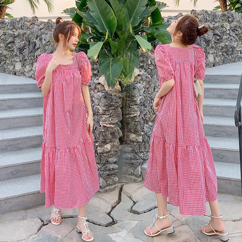 Loose, Comfortable And Simple Style Sub-splicing Mid-length Dress