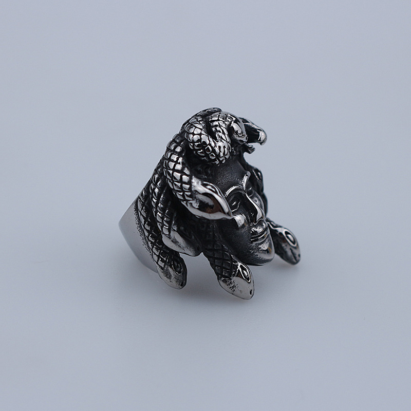 Vintage Titanium Steel Ring Medusa Head Ring