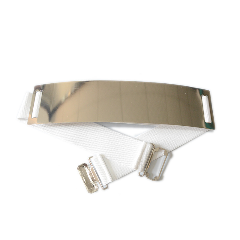 Europe And America Fashion Sequin Mirror Metal Belt Silver - Shop at LoveMi