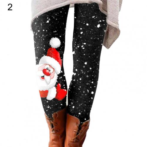 Women's Elastic Trousers Printed Thin Christmas Pants