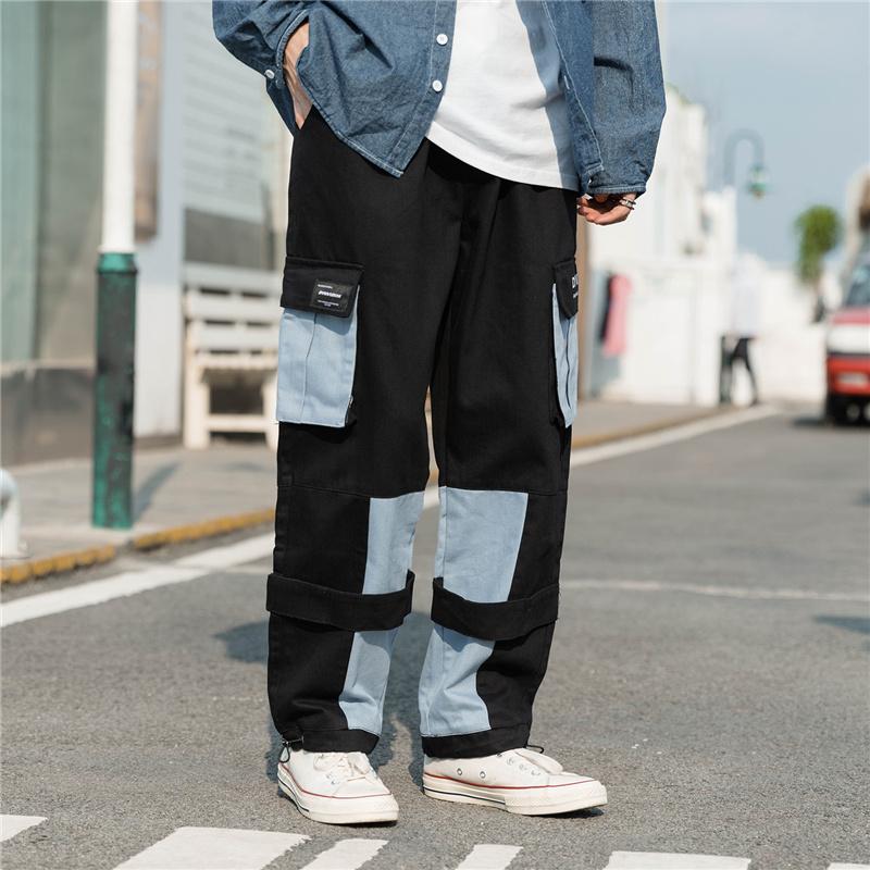 Pocket Feet Overalls Men's Loose Drawstring Straight-leg Casual Pants