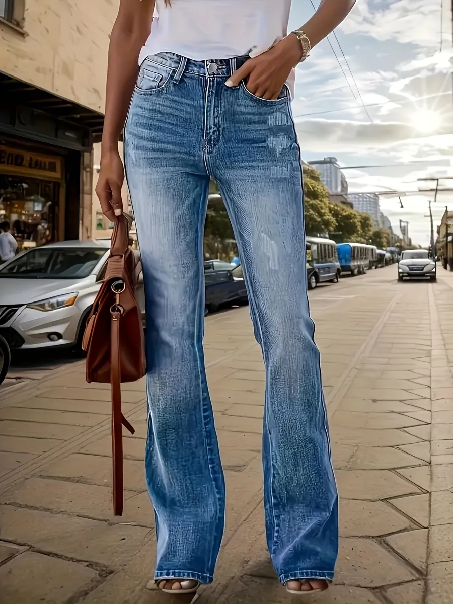 Women's High-Waisted Stretch Skinny Flare Jeans - Vintage