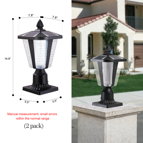 Solar Pillar Headlights With Dimmable LEDs - 2 Packs Unavailable Platforms- Temu