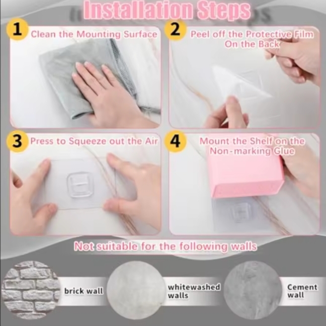 Punch-Free Wall Mounted Bathroom Organizer  Drainable Storage Box thumbnail 2