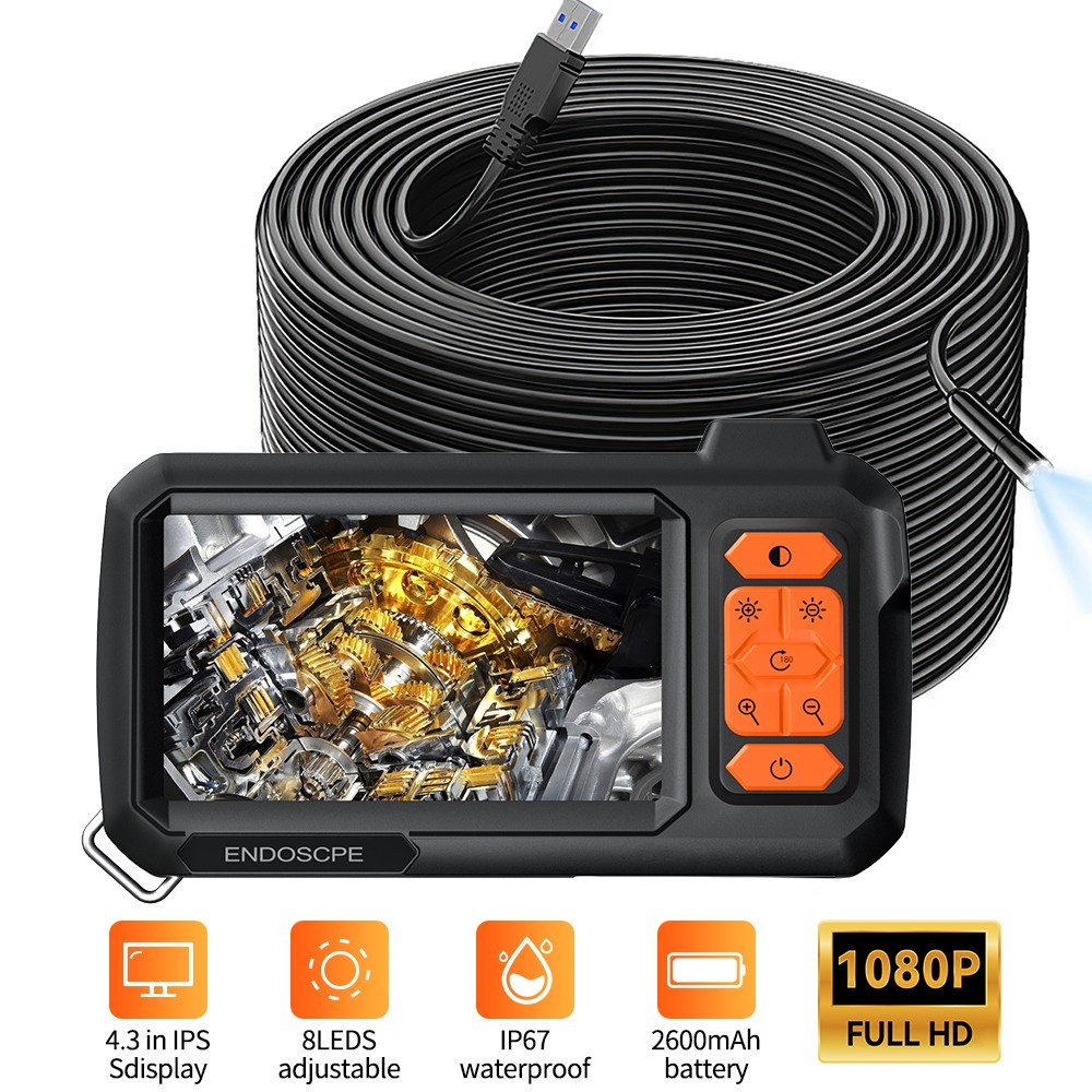 Industrial Endoscope Camera 1080P HD4.3Screen Borescope Inspection Camera IP67