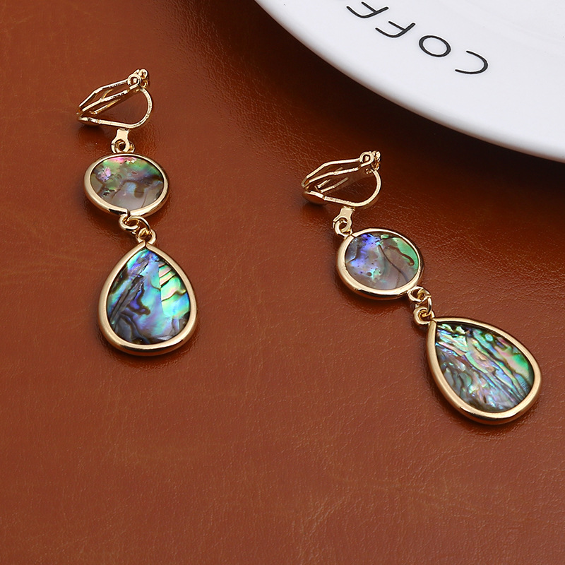 Title 2, Colorful Abalone Shell Water Drop Earrings Non-...