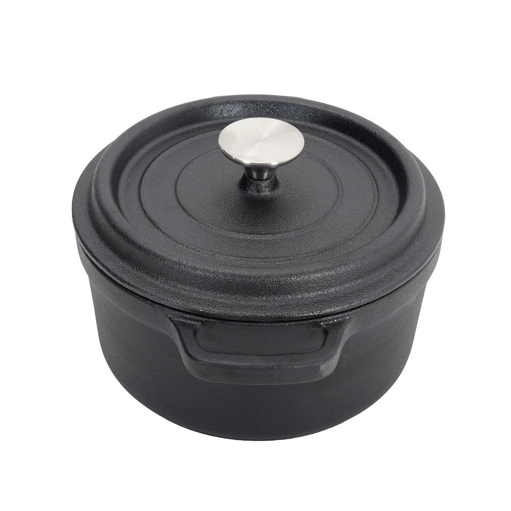 Kitchen Cast Iron Casserole Dish Pot Pan Basting Lid Stew Stock Baking Loaf — image 4