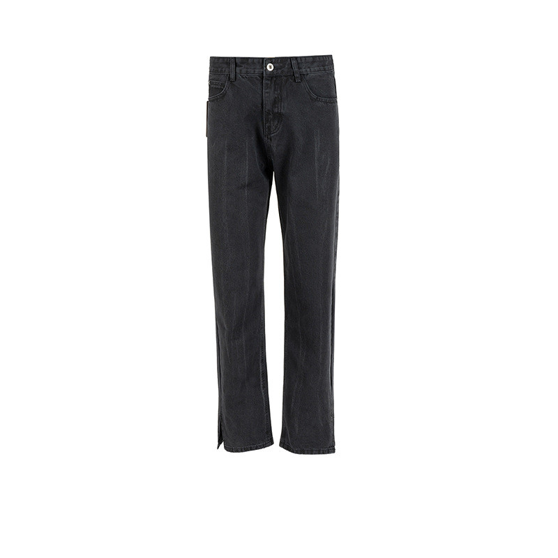 Men's Women's New Straight Slit Denim Chang Pants