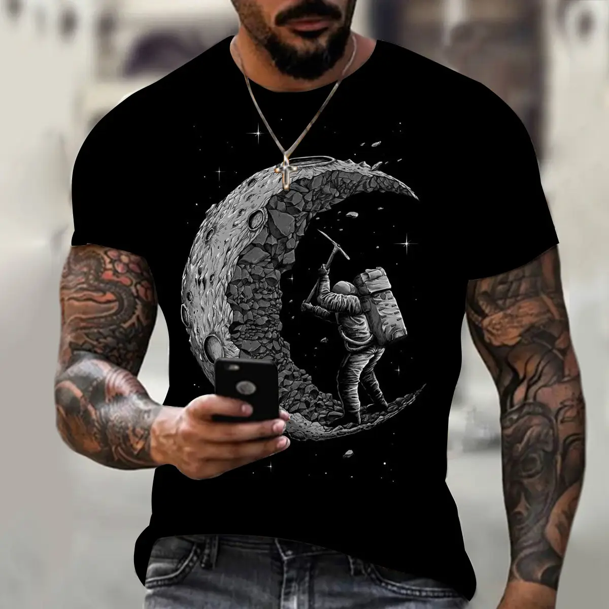 Men's Fashion Round Neck Short Sleeves 3D Digital Printing Short Sleeve