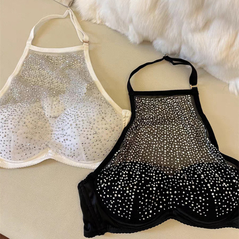 Niche Fashion Diamond Hanging Neck Tulle Suspenders