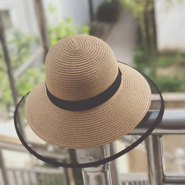 Summer Seaside Lace Big Brim Straw Sun Hat Camel - Shop at LoveMi