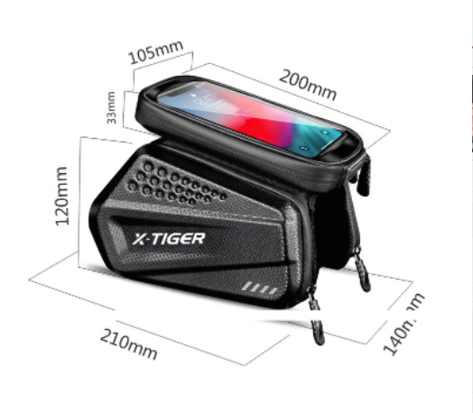 Bicycle Front Beam Bag Touch Screen Easy To View Mobile Phone Hard Case With Storage