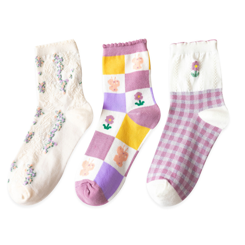 Socks Women's Tube Socks Spring And Summer Lace Floral Stockings