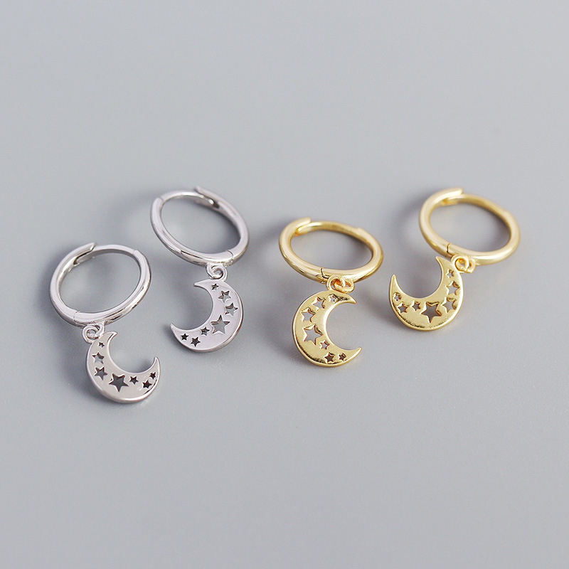 Geometric Moon-shaped Hollow Star Earrings Earrings Women