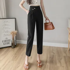 Small Feet Harem Pants Drape Straight-leg Pants - Black - View 1