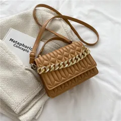 Fashion Rhombic Chain Slung One Shoulder Bag - Khaki - View 1