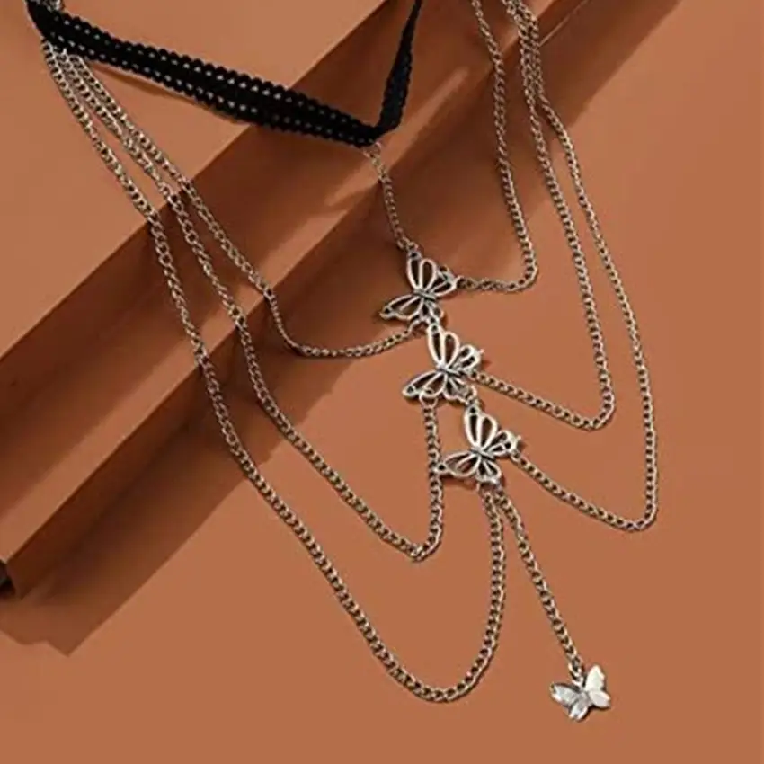 Women's Multilayer Long Butterfly Stretch Leg Chain
