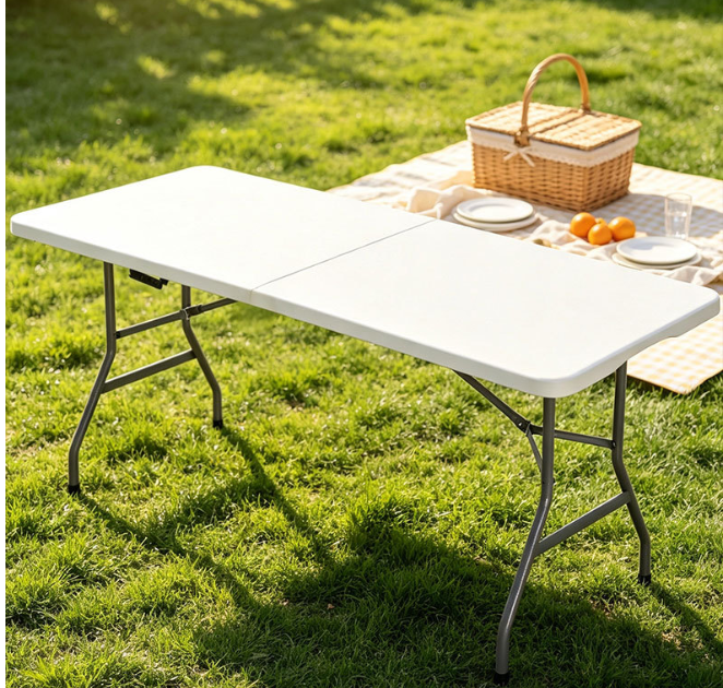 Portable 1.8m Bi-Fold Table For 8 People, Heavy Duty Steel Frame HDPE — image 5