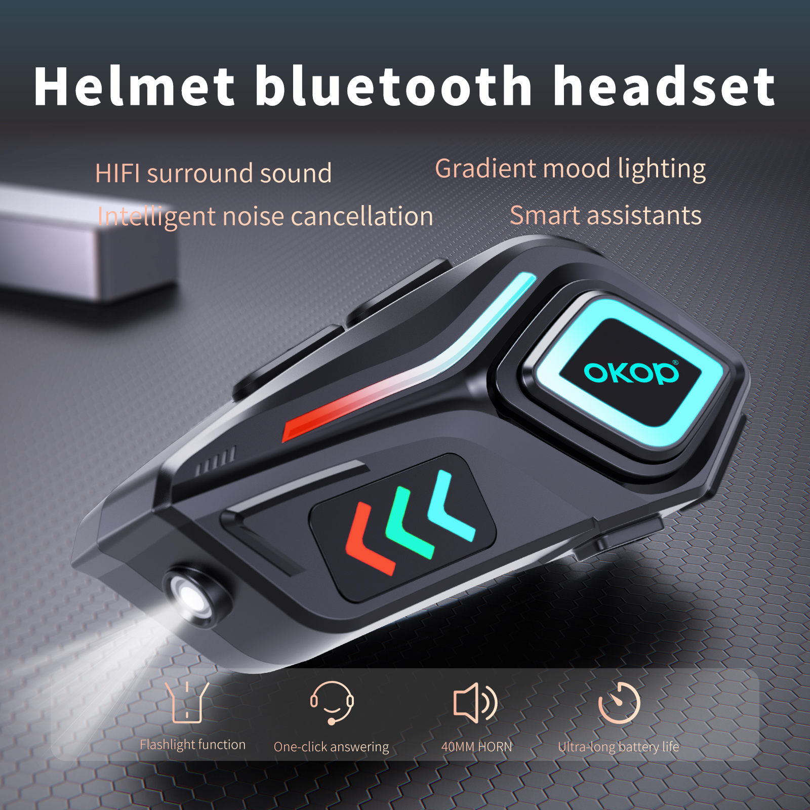KP-291 Best-Selling Helmet Bluetooth Headset Ambient Lighting Long Battery Life Universal Helmet Compatibility Noise Cancellation And Binaural Stereo Calling In Stock 4