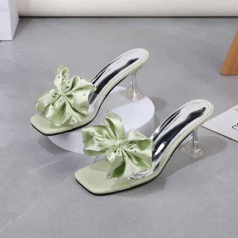 Fashion Stiletto All-match Sandals And Slippers - Green