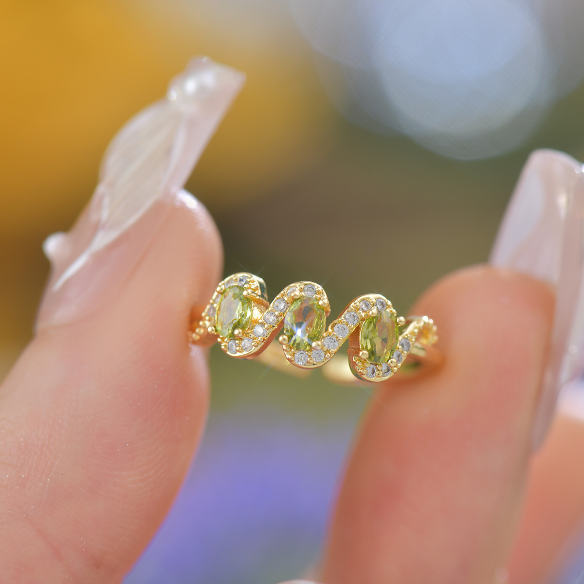 Purple Zircon Ring With Adjustable Opening thumbnail 6