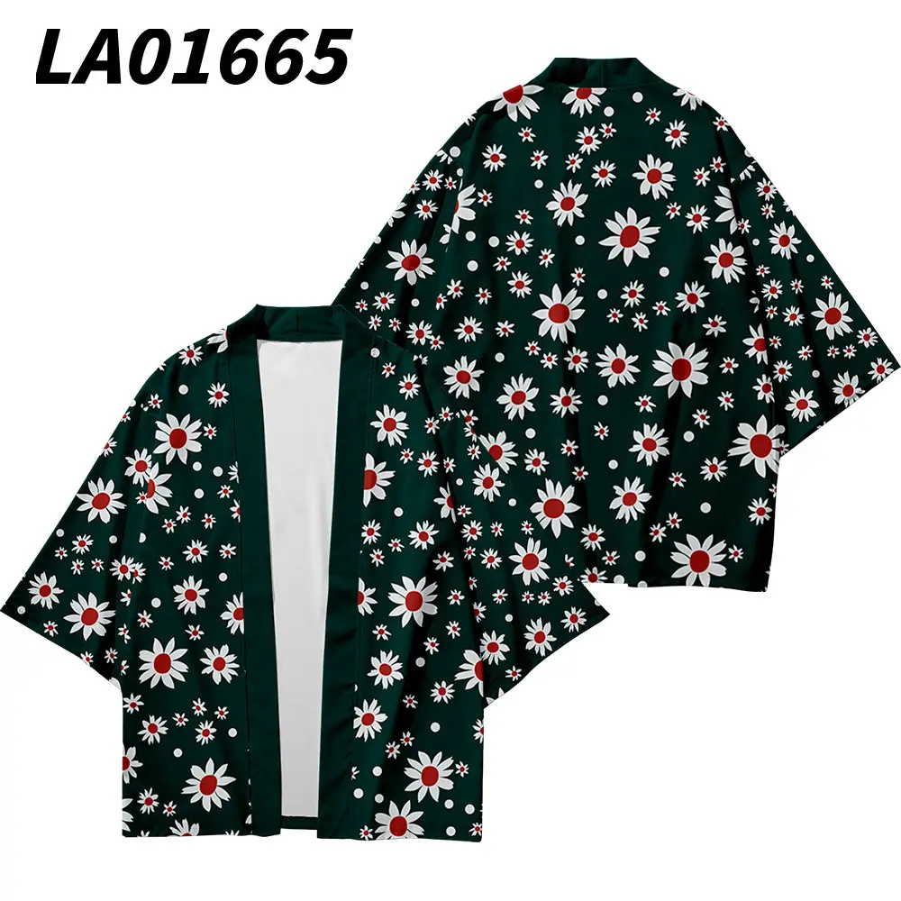 Daisy Print Sleeve Shirt Robe Cardigan Loose Large Size