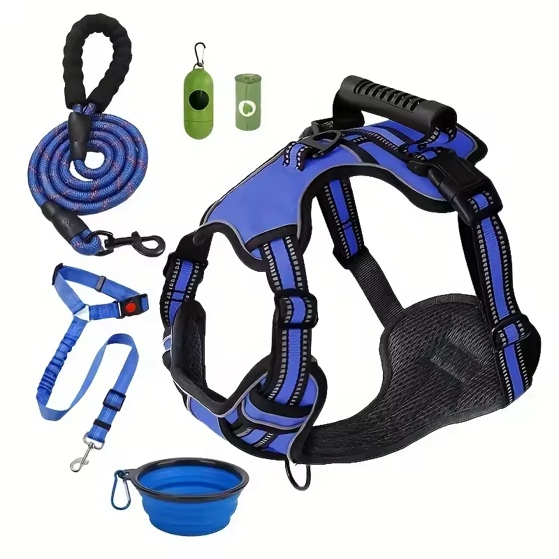Tactical Service Dog Harness Strap Set, Car Seat Belt, Collapsible Bowl, Biodegradable Trash Bag Set For Dogs - Image 7