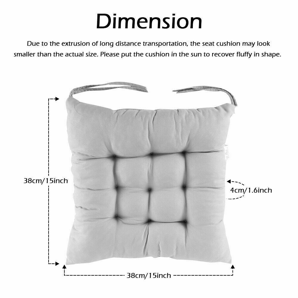 4 Pack Seat Pad Dining Room Garden Kitchen Chair Cushions Tie On Plain UK — image 8