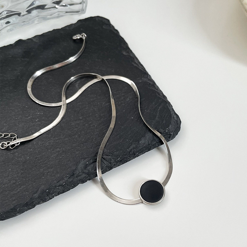 925 Sterling Silver Acrylic Epoxy Round Necklace