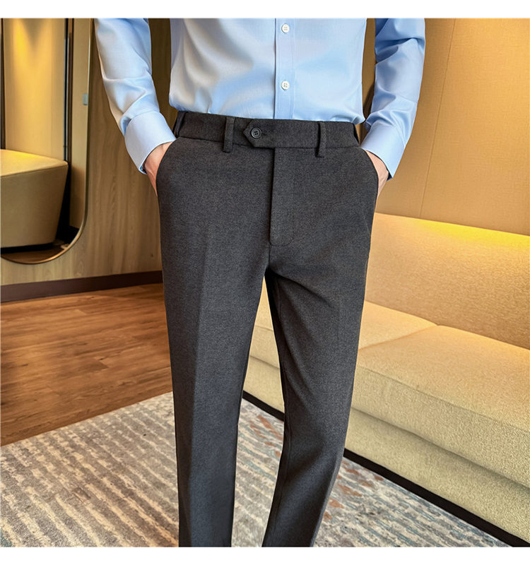 Men's Invisible Elastic Waist Thickened Warm Wool Trousers