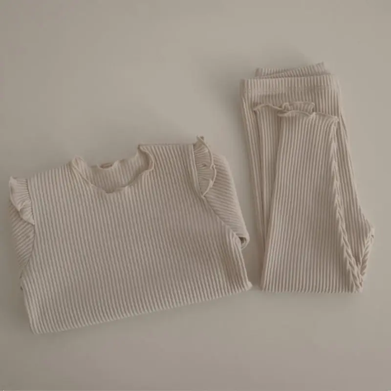Girls' Long Sleeve Homewear Set Cotton Pit Strips