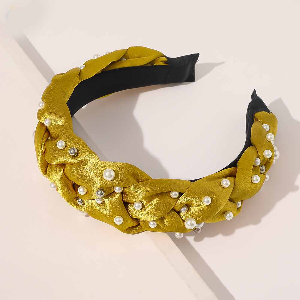 Crossed Wide-sided Knotted Pearl Headband
