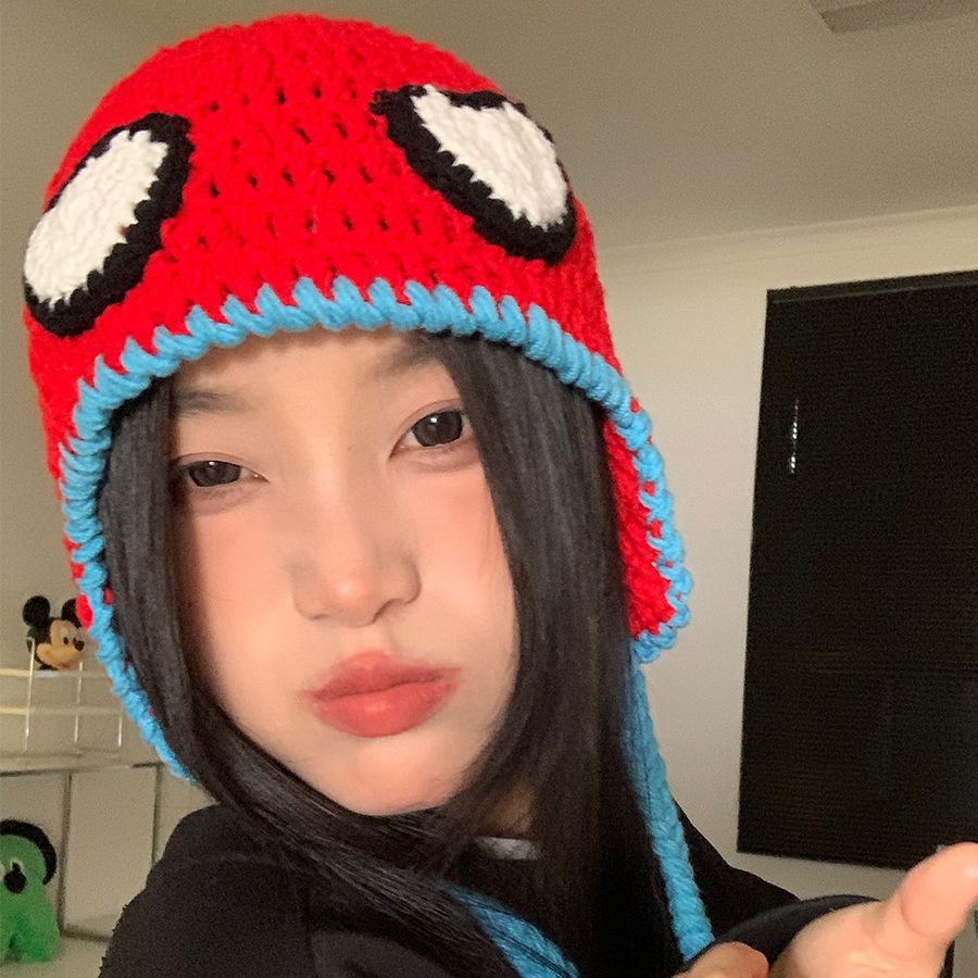 Autumn And Winter Pullover Cartoon Cute Funny Ear Protection Hand-woven Wool Hat