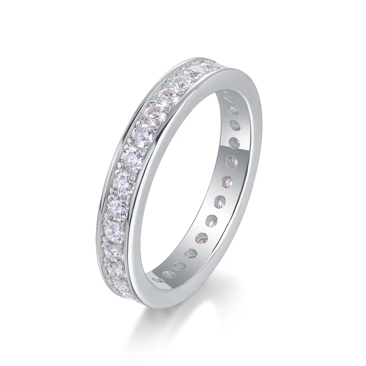 S925 Silver 3.4g Platinum Plated Moissanite Eternity