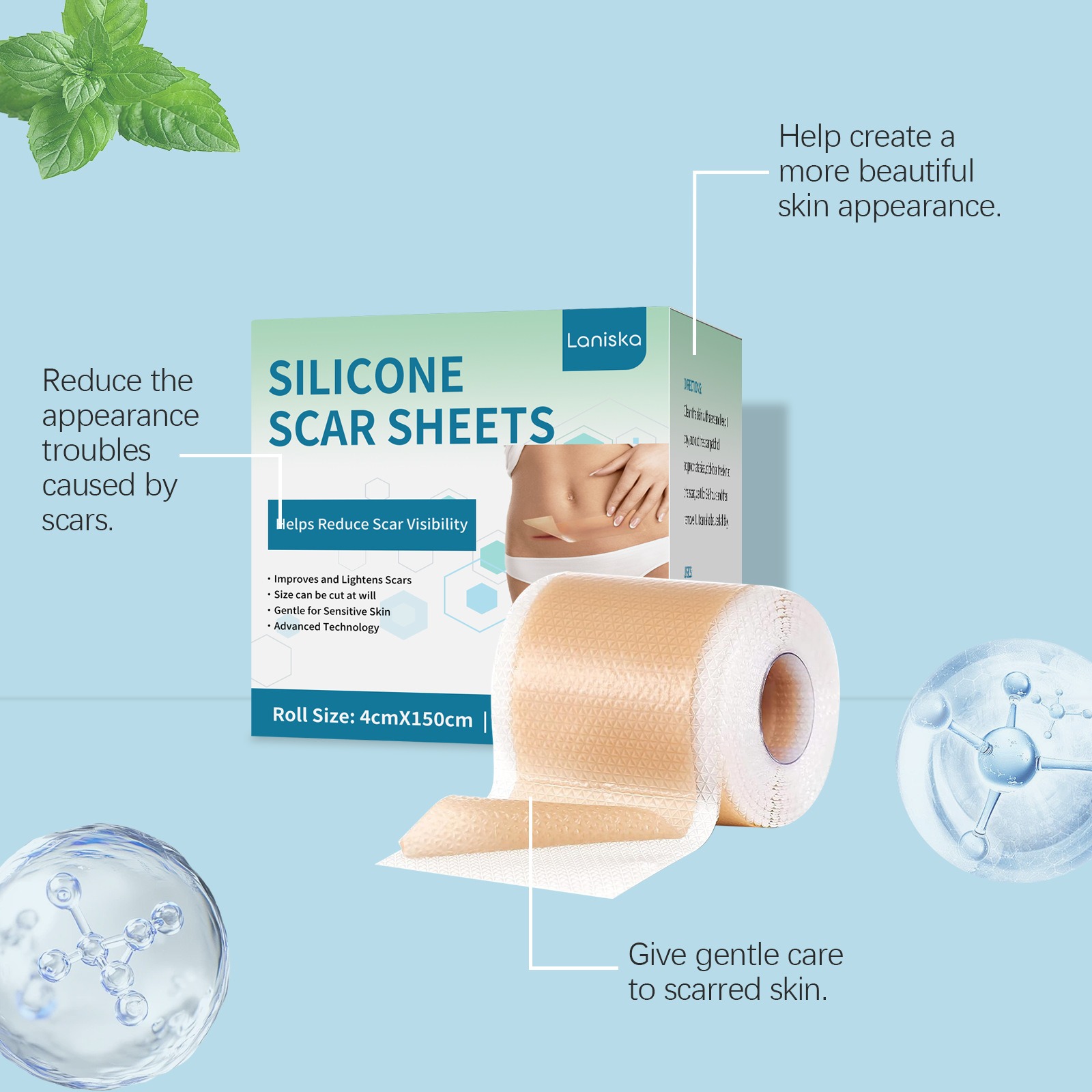 Silicone Care Patches Silicone Scar Sheets Daily Gentle Care Conforms To Body Skin Smooth, Breathable, Comfortable, Nourishing