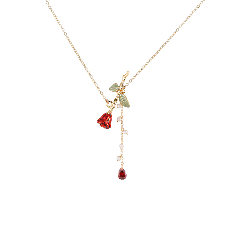 French Vintage Red Necklace Clasp Chain