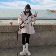 Khaki Short Trench Women's Spring And Autumn Small Lazy Style High-end Design Coat - M Beige - View 1