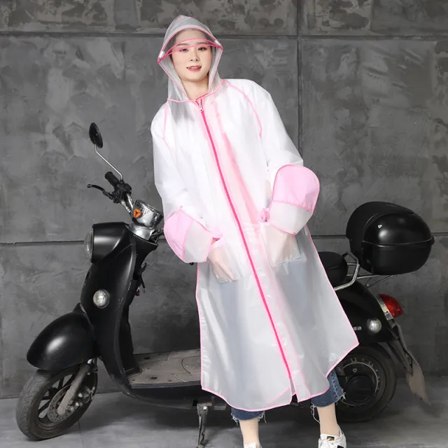Raincoat Electric Bicycle Hiking Rainstorm Riding Poncho Pink Edging - Shop at LoveMi