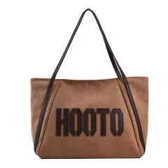 Frosted Large-capacity Letter Trend Tote Bag Fashion - Brown - View 1