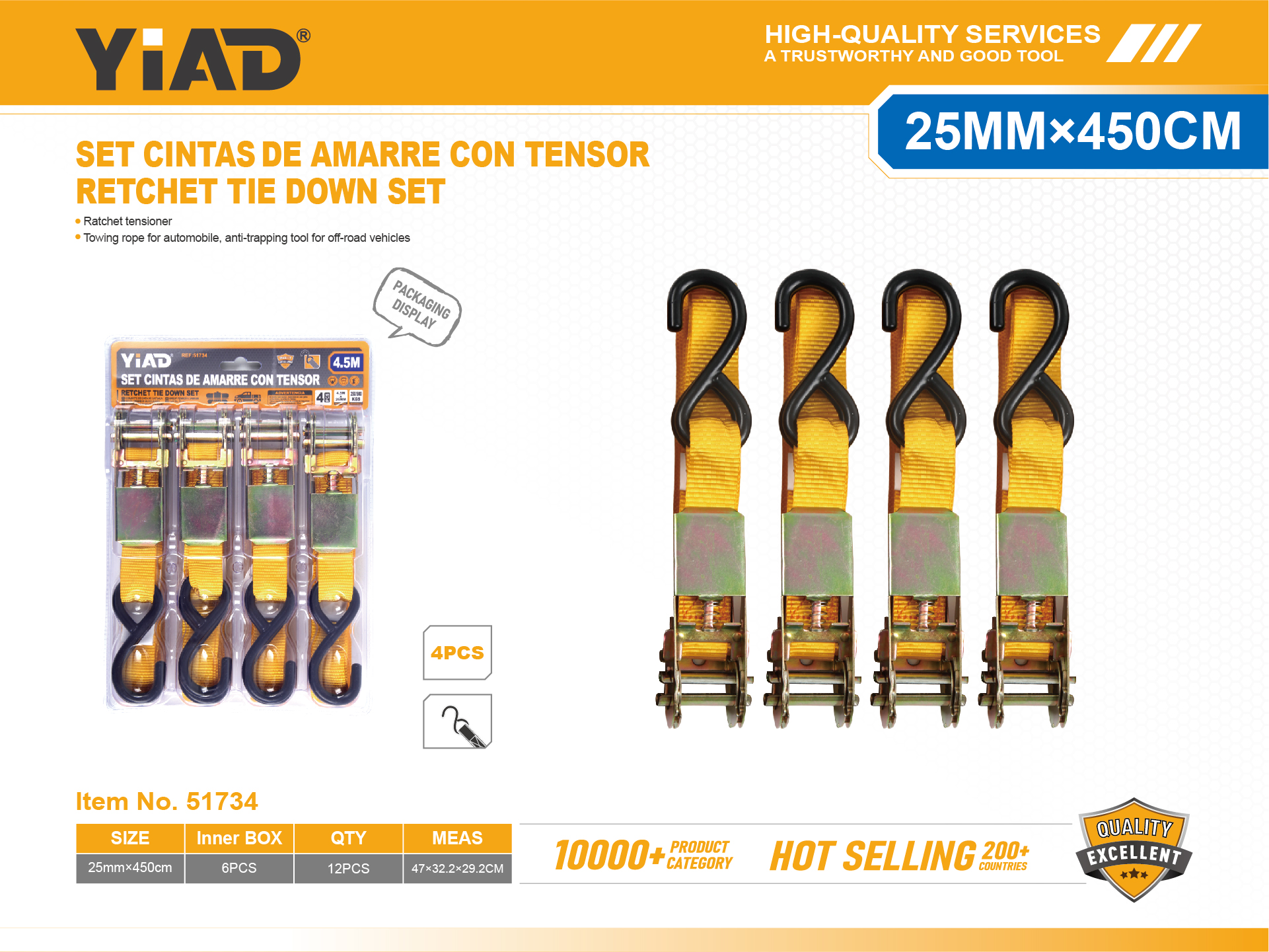 4PCS Ratchet Tensioner 2.5CMx4.5M S Hook, Only Support Self-pickup, Please Note That Free Shipping Is For Anti-bidding Price
